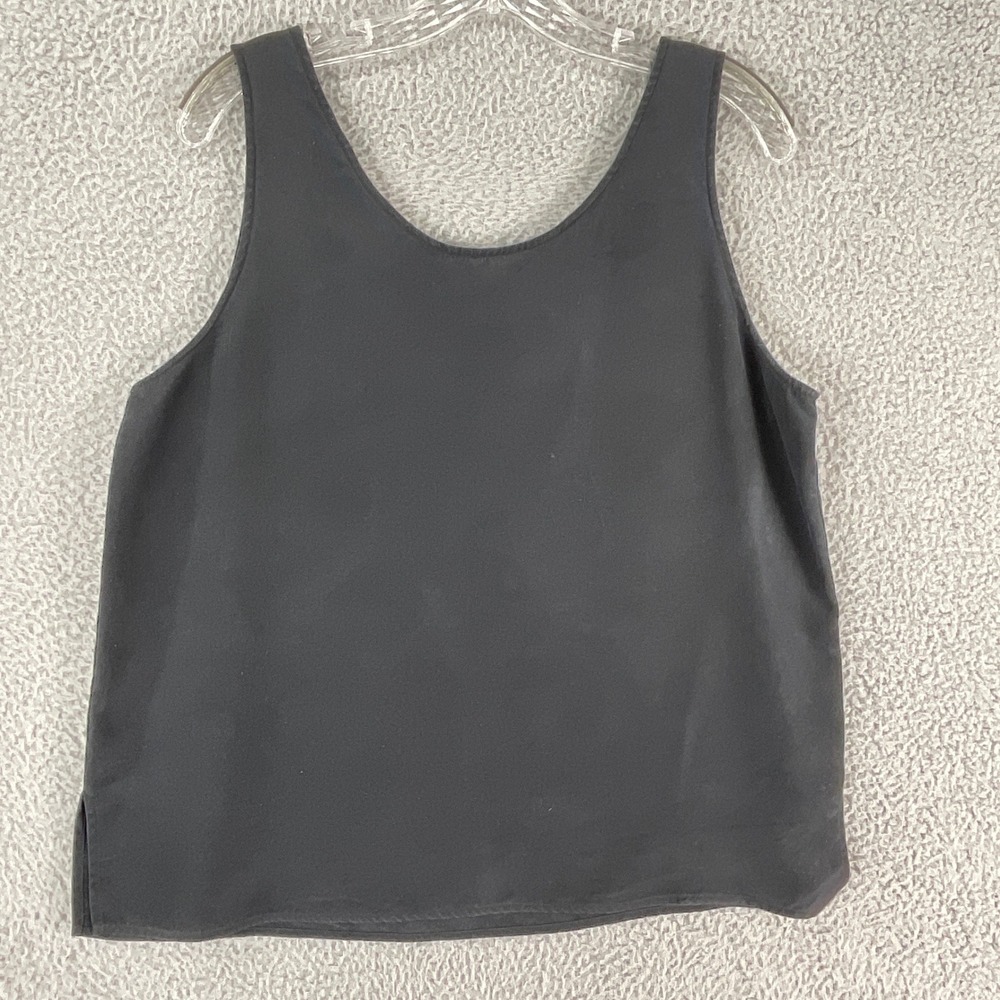 Josephine Chaus Tank Top Women 14 Black Excellent 100% Silk‎ Scoop Neck Shell
